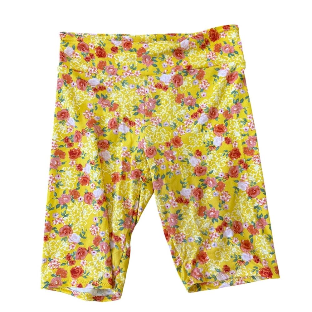 Handmade Bike Shorts in Yellow Sunny Floral Print Size Small